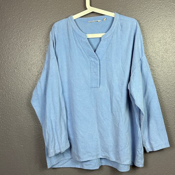 Soft Surroundings Cedella V-Neck Tunic Blue Long Sleeve Size XL - Picture 1 of 6